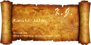 Kanitz Jolán névjegykártya